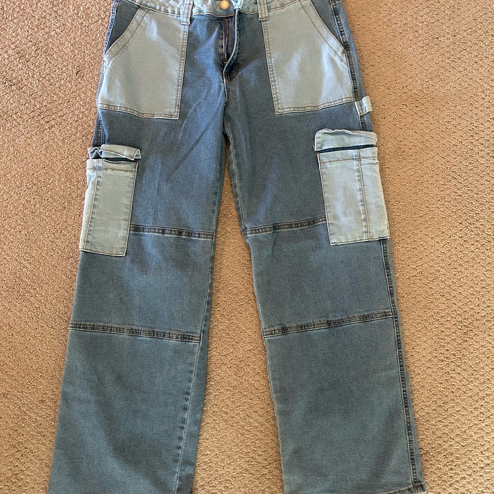 ‼️Open to OFFERS‼️ GOGO Blue and Gray Cargo Jeans with Durable Design